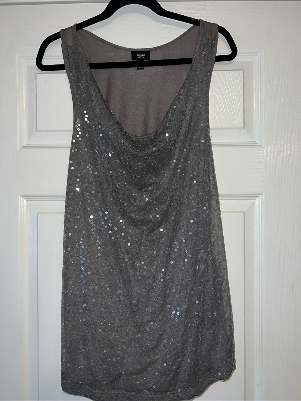 Mossimo Supply Co. Silver Sequin Cowl Neck Tank Large